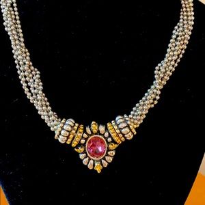 Purple stone magnetic necklace Set